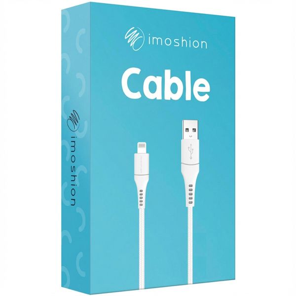 imoshion Lightning naar USB kabel - Non-MFi - Gevlochten textiel - 3 meter - Wit - Apple iPad 5 (2017) 9.7 inch