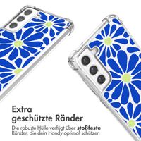 imoshion Design Hülle mit Band Samsung Galaxy S21 FE - Cobalt Blue Flowers Connect