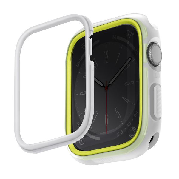 Uniq Moduo Apple Watch Hülle mit austauschbarem Rahmen für die Apple Watch 4-9 / SE - 44/45 mm - Frost (Lime/White)