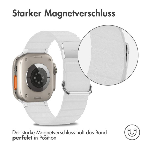 imoshion Magnetlederarmband für Apple Watch Series 1 - 11 / SE / Ultra (44/45/46/49 mm) - Weiß