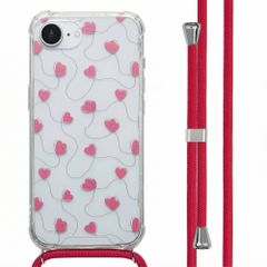 imoshion Design Hülle mit Band Apple iPhone 16e - Dusty Rose Connected Hearts