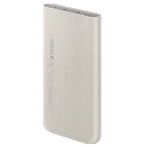 Samsung Originales Kabelloses Powerbank-Bundle | Samsung Galaxy Batteriepack 10.000 mAh – 2x USB-C – Beige + Samsung 25-Watt-USB-C-Adapter