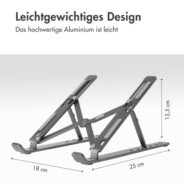 Accezz Laptophalter - Laptopständer - Verstellbar und zusammenklappbar - Grau