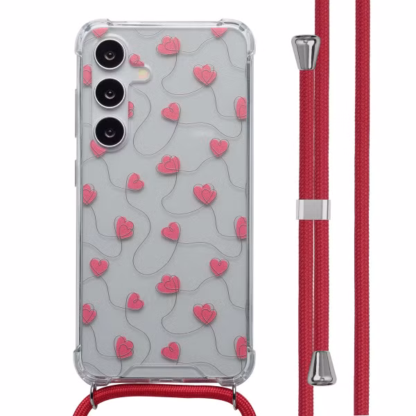imoshion Design Hülle mit Band Samsung Galaxy S24 - Dusty Rose Connected Hearts