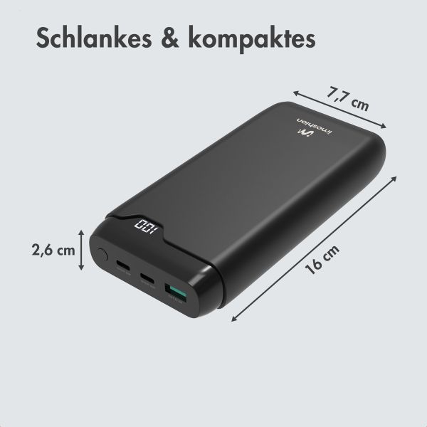 imoshion Powerbank 27.000 mAh + Accezz Ultra Slim GaN Ladegerät + Accezz USB-C- auf USB-C-Kabel - 1 Meter - Schwarz