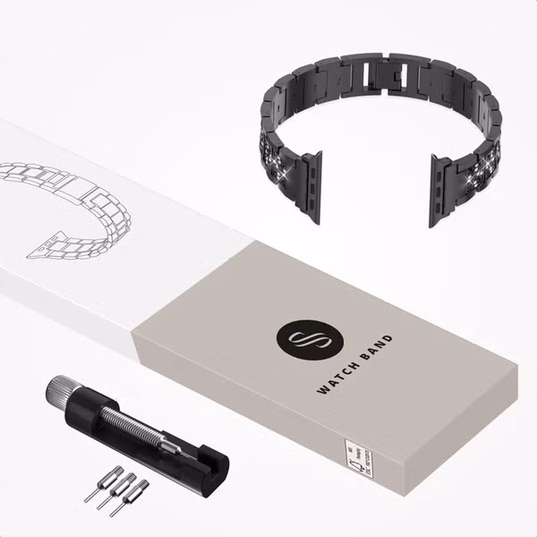 Selencia Sparkle Armband für das  Apple Watch Series 1 t/m 9 / SE (38/40/41 mm) | Series 10 / 11 (42 mm) - Schwarz