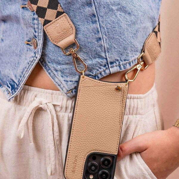 Dutchies Phone Strap - Verstellbare Universal-Telefonkordel - Crisscross Caramel / Beige