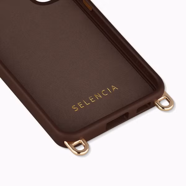 Selencia Rivièra Backcover mit MagSafe mit abnehmbaren Haken Samsung Galaxy S22 - Choco Brown