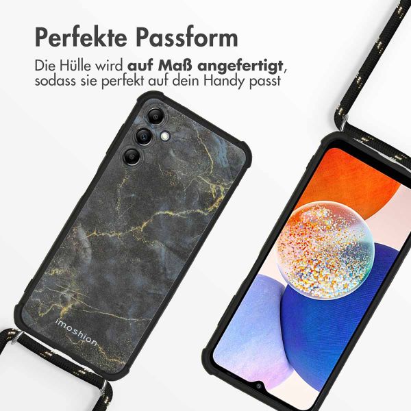 imoshion Design Hülle mit Band für das Samsung Galaxy A14 (5G/4G) - Black Marble