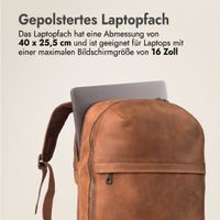 Accezz Leather Laptop Rucksack 16 Zoll - Cognac