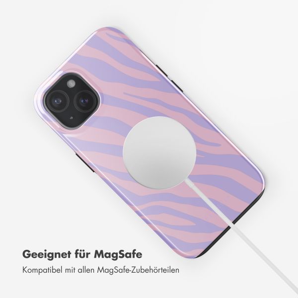 Selencia Vivid Tough Back Cover MagSafe für das iPhone 15 - Zebra Light Pink Lilac