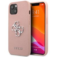 Guess 4G Metal Logo Saffiano Backcover Apple iPhone 13 - Rosa