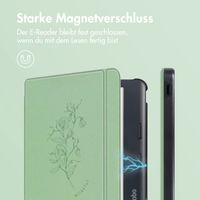 imoshion Design Slim Hard Case Sleepcover mit Stand für das Kobo Libra Colour - Floral Green