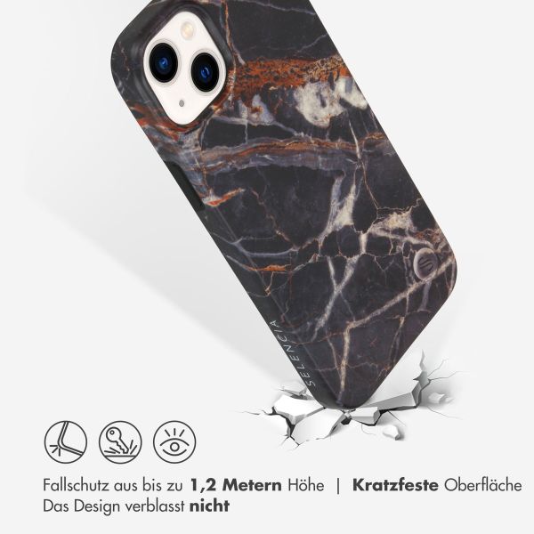 Selencia Aurora Fashion Back Case für das iPhone 14 Plus - ﻿Strapazierfähige Hülle - 100 % recycelt - Schwarzer Marmor