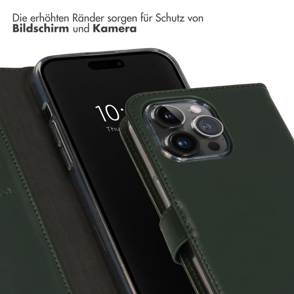 Selencia Echtleder Klapphülle Apple iPhone 15 Pro Max - Grün