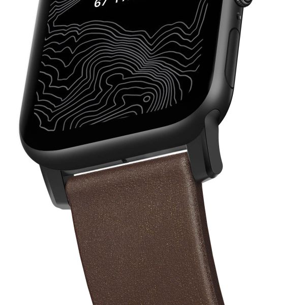 Nomad Modernes Lederarmband für die Apple Watch Series 1 bis 9 / SE (38/40/41 mm) | Series 10 (42 mm) - Braun/Schwarz