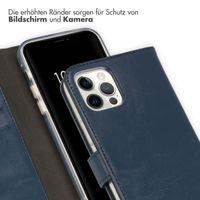 Selencia Echtleder Klapphülle für das iPhone 12 (Pro) - Blau