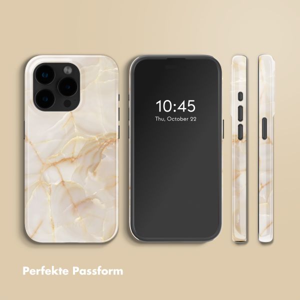 Selencia Vivid Tough Back Cover mit MagSafe für das iPhone 15 Pro - Golden Beige Marble