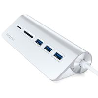 Satechi Aluminium-USB-Desktop-Hub | USB-C auf 3x USB-A und (Micro)SD-Kartenleser - Silber