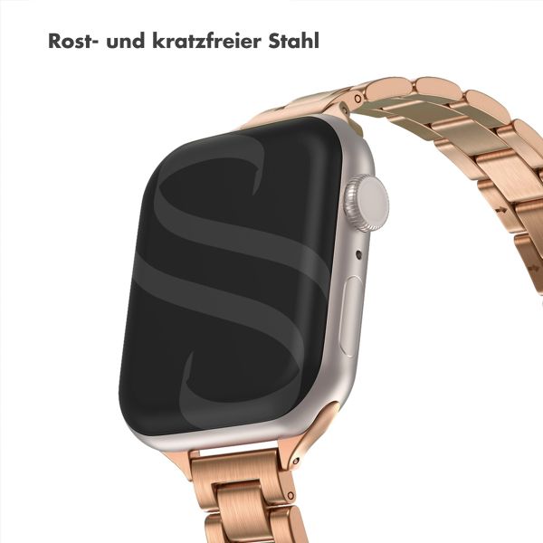 Selencia Slim Stahlgliederarmband für das  Apple Watch Series 1 t/m 9 / SE (38/40/41 mm) | Series 10 / 11 (42 mm) - Rosé gold