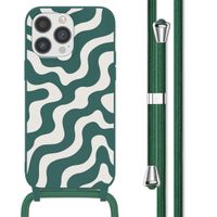 imoshion Silikonhülle design mit Band für das iPhone 13 Pro Max - Petrol Green Groovy