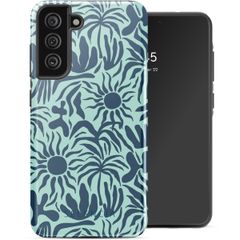 Selencia Vivid Back Cover Samsung Galaxy S21 FE - Tropical Vibes Light Blue