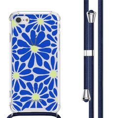 imoshion Design Hülle mit Band Apple iPhone SE (2022 / 2020) / 8 / 7 - Cobalt Blue Flowers Connect