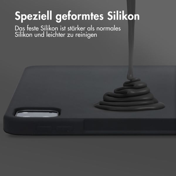 Accezz Liquid Silicone Back Cover mit Stifthalter Apple iPad Pro 12.9 (2022) / Pro 12.9 (2021) / Pro 12.9 (2020) - Schwarz