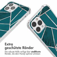 imoshion Design Hülle mit Band Apple iPhone 12 (Pro) - Petrol Green Graphic