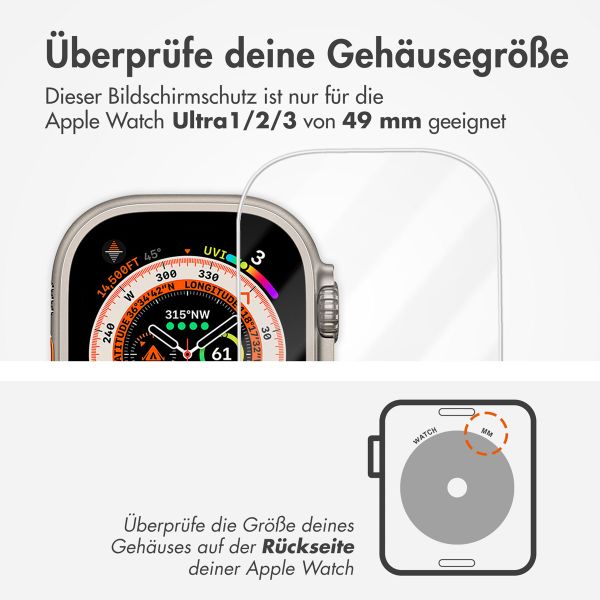 Accezz Displayschutz aus gehärtetem Glas mit Applikator Apple Watch Ultra 1 / 2 / 3 - 49 mm