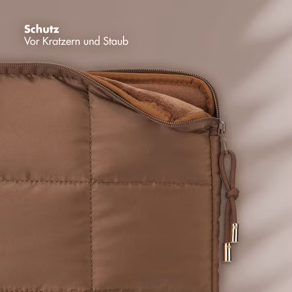 Selencia Puffy Laptop Hülle 13-14 Zoll - Laptop Sleeve - Mocha Brown