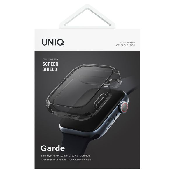 Uniq Garde Hybrid Watch Hülle mit Displayschutz für die Apple Watch 7-9 - 45 mm - Smoked (Tinted Grey)