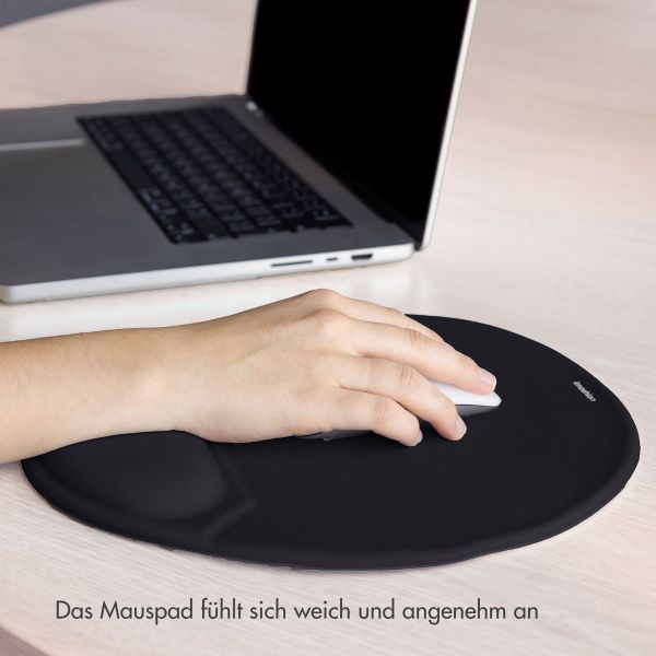 imoshion Ergonomisches Mauspad - Mauspad mit Handgelenkstütze - 30 x 25 cm - Schwarz