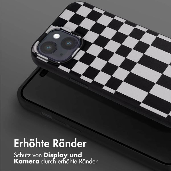 Selencia SilikonHülle design mit abnehmbarem Band Apple iPhone 15 Plus - Irregular Check Black