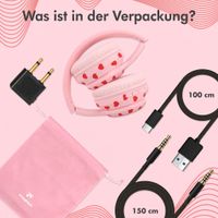 imoshion Kabellose Kinderkopfhörer LED Light - Dezibelbegrenzer - Mit AUX-Kabel - Herzchen