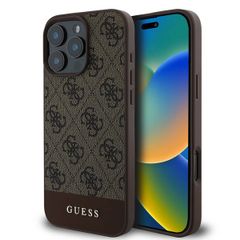 Guess Bottom Stripe 4G Back Cover für das iPhone 16 Pro Max - Braun