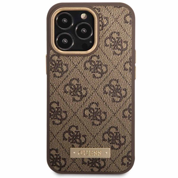 Guess 4G Logo Monogramm MagSafe Back Cover Apple iPhone 14 Pro Max - Braun