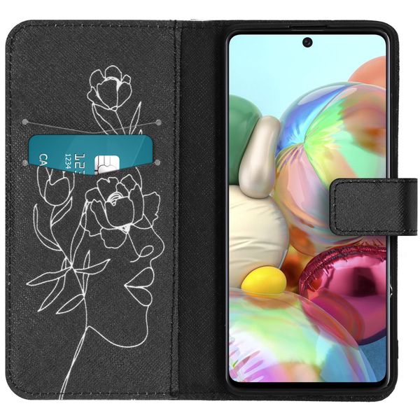 imoshion Design TPU Klapphülle Galaxy A71 - Woman Flower Black