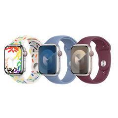 Apple 3 Pack Sport Armband f&uuml;r Apple Watch | 38/40/41 mm - Gr&ouml;&szlig;e M/L - Pride Edition/ Winter Blue/ Mulberry