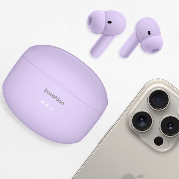 imoshion Aura Pro Earbuds – Kabellose Kopfhörer – Kabellose Bluetooth-Kopfhörer – Mit ANC-Geräuschunterdrückungsfunktion - Lavender Lilac