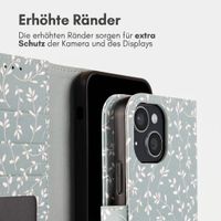 imoshion Design Klapphülle Apple iPhone 15 - Smoke Green Flowers