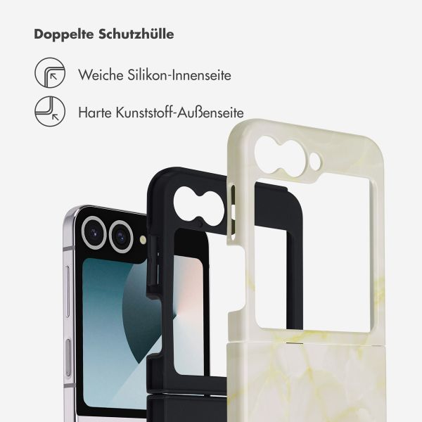 Selencia Vivid Back Cover Samsung Galaxy Z Flip 6 / Flip 7 FE - Golden Beige Marble