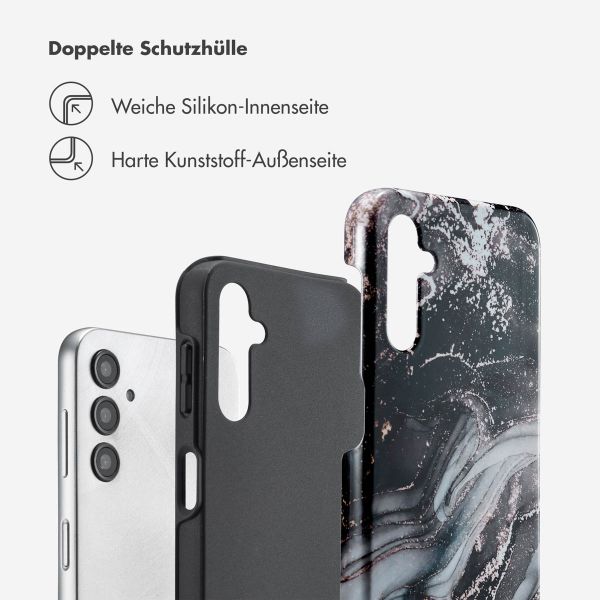 Selencia Vivid Tough Back Cover für das Samsung Galaxy A14 (5G/4G) - Chic Marble Black