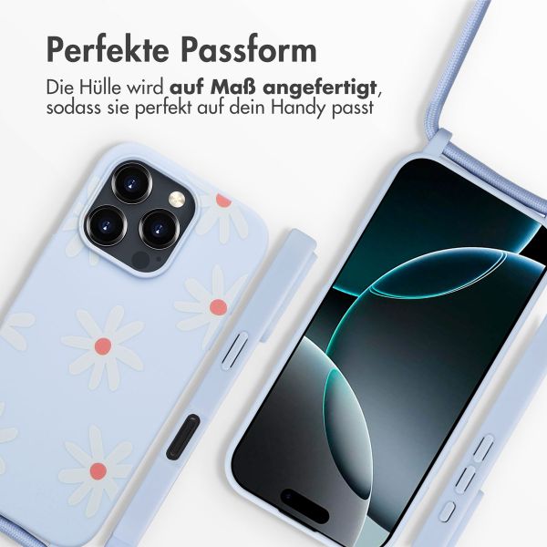 imoshion Silikonhülle design mit Band für das iPhone 16 Pro Max - Lila Flower Distance