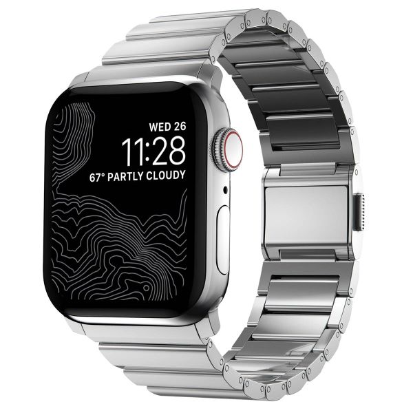 Nomad Magnetisches Stahlgliederarmband für die Apple Watch Series 1 bis 10 / SE / Ultra (2) (44/45/46/49 mm) - Silber