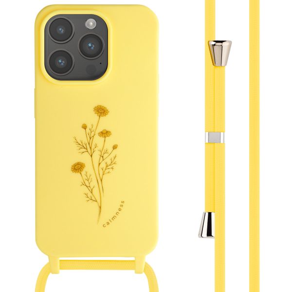 imoshion Silikonhülle design mit Band für das iPhone 15 Pro - Flower Yellow