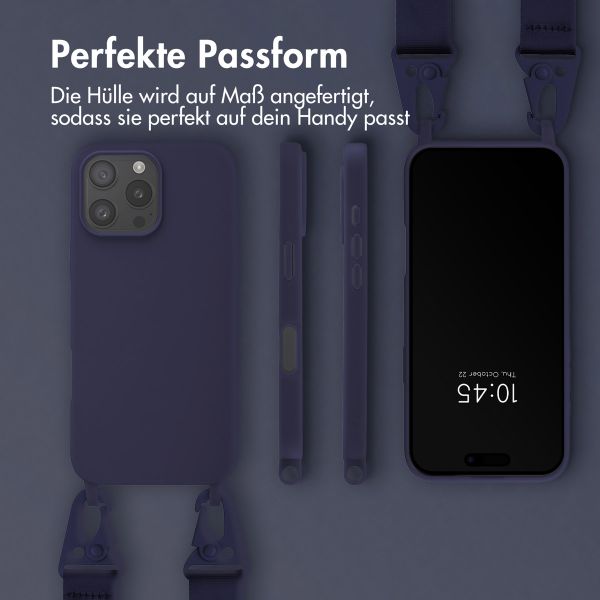 Selencia SilikonHülle mit abnehmbarem Band Apple iPhone 16 Pro Max - Dunkelblau