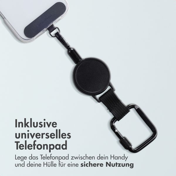 imoshion Ausziehbares Kabel mit Karabinerhaken und Telefonpad - Schwarz