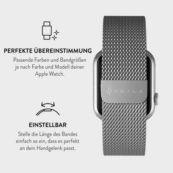 Burga Mailändische armband für das Apple Watch Series 1 bis 10 / SE / Ultra (2) (44/45/46/49 mm) - Silber