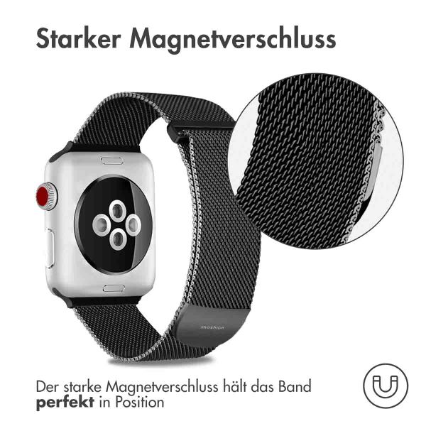 imoshion Mailändische Magnetarmband für die Apple Watch Series 1 bis 10 / SE / Ultra (2) (44/45/46/49 mm) - Größe S - Schwarz